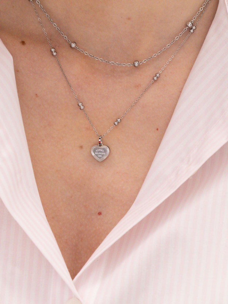 Tommy Hilfiger silver tone layered chain necklace - British product