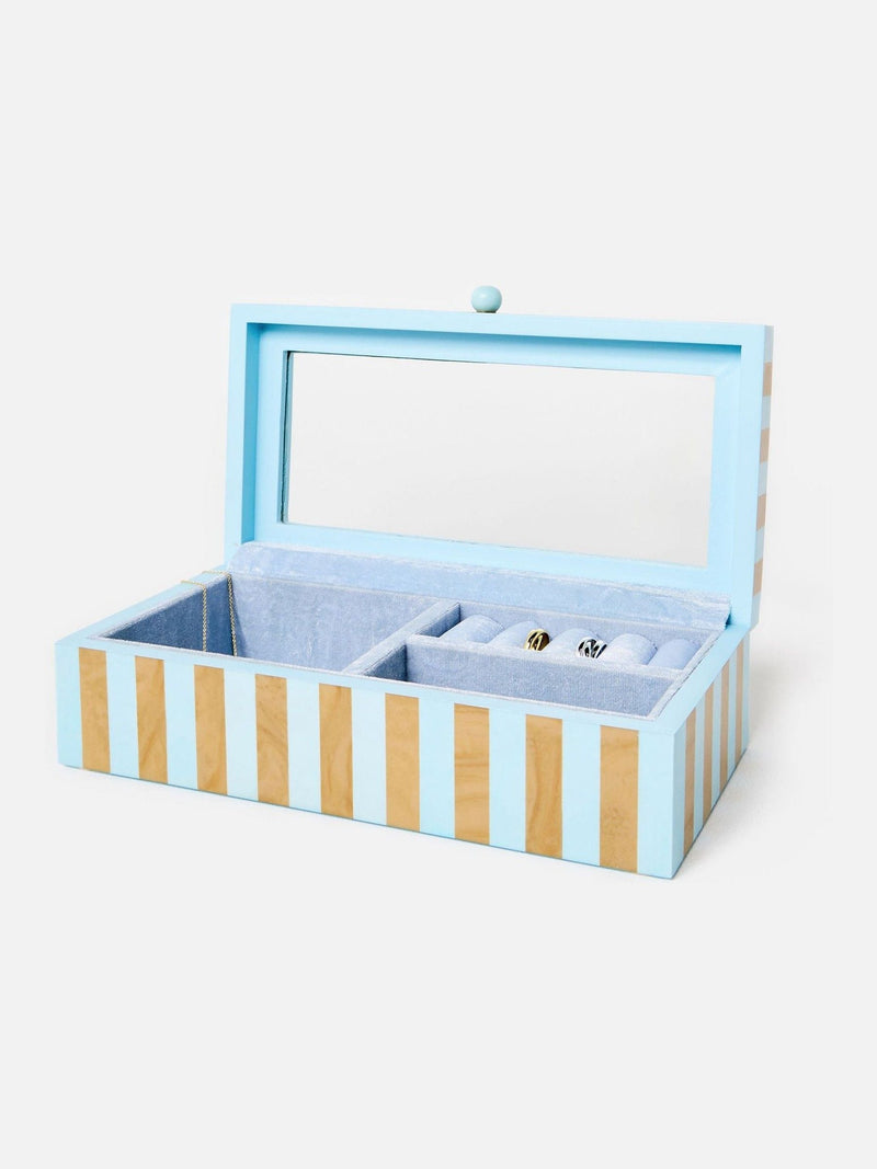 Oliver Bonas jewellery box blue brown resin large, imported from the UK