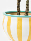 Oliver Bonas yellow striped ceramic plant pot 21cm, UK version