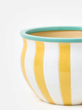Oliver Bonas yellow striped ceramic plant pot 21cm, UK version