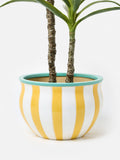 Oliver Bonas yellow striped ceramic plant pot 21cm, UK version