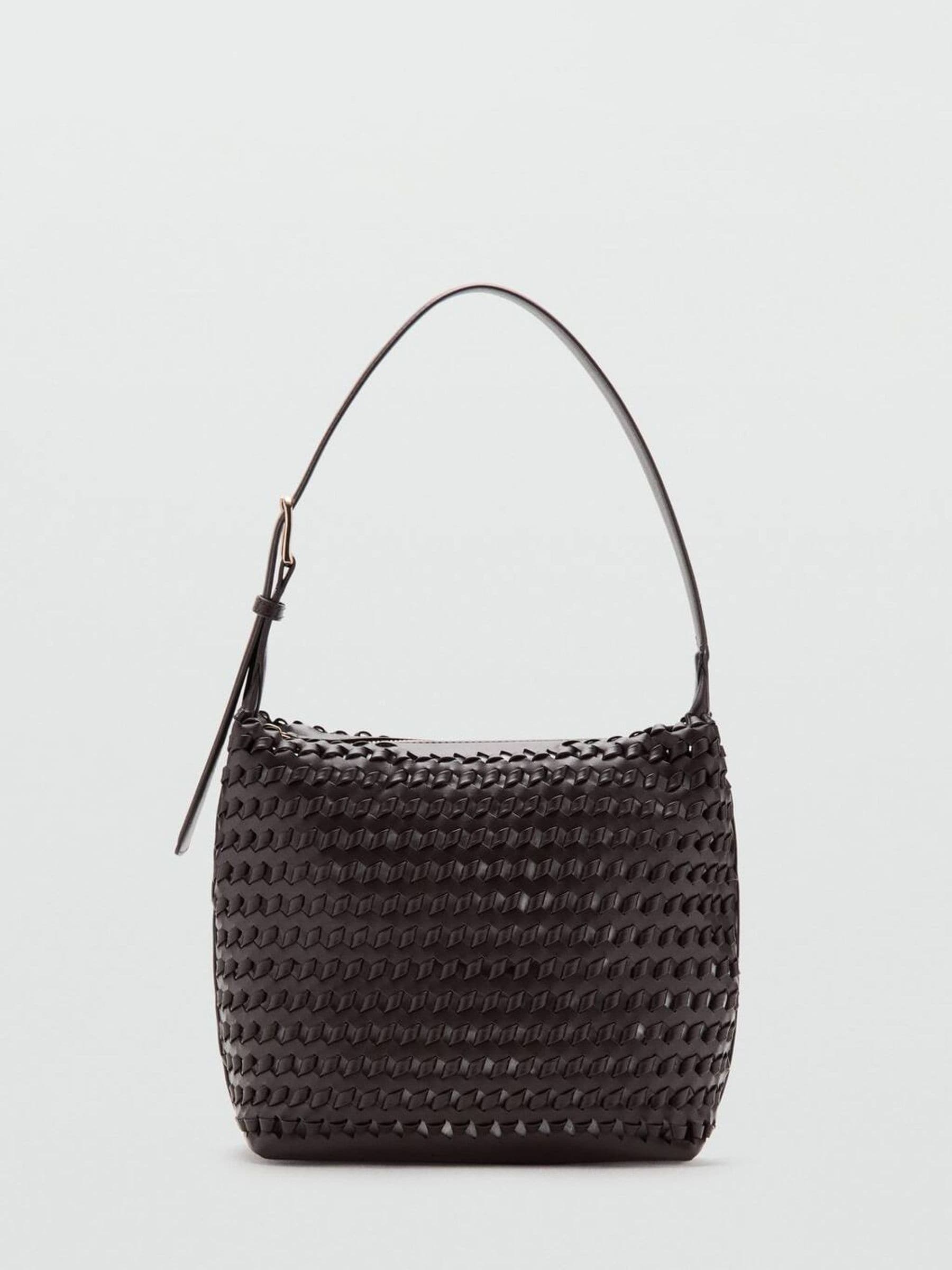 Mango open weave shoulder bag brown - British product