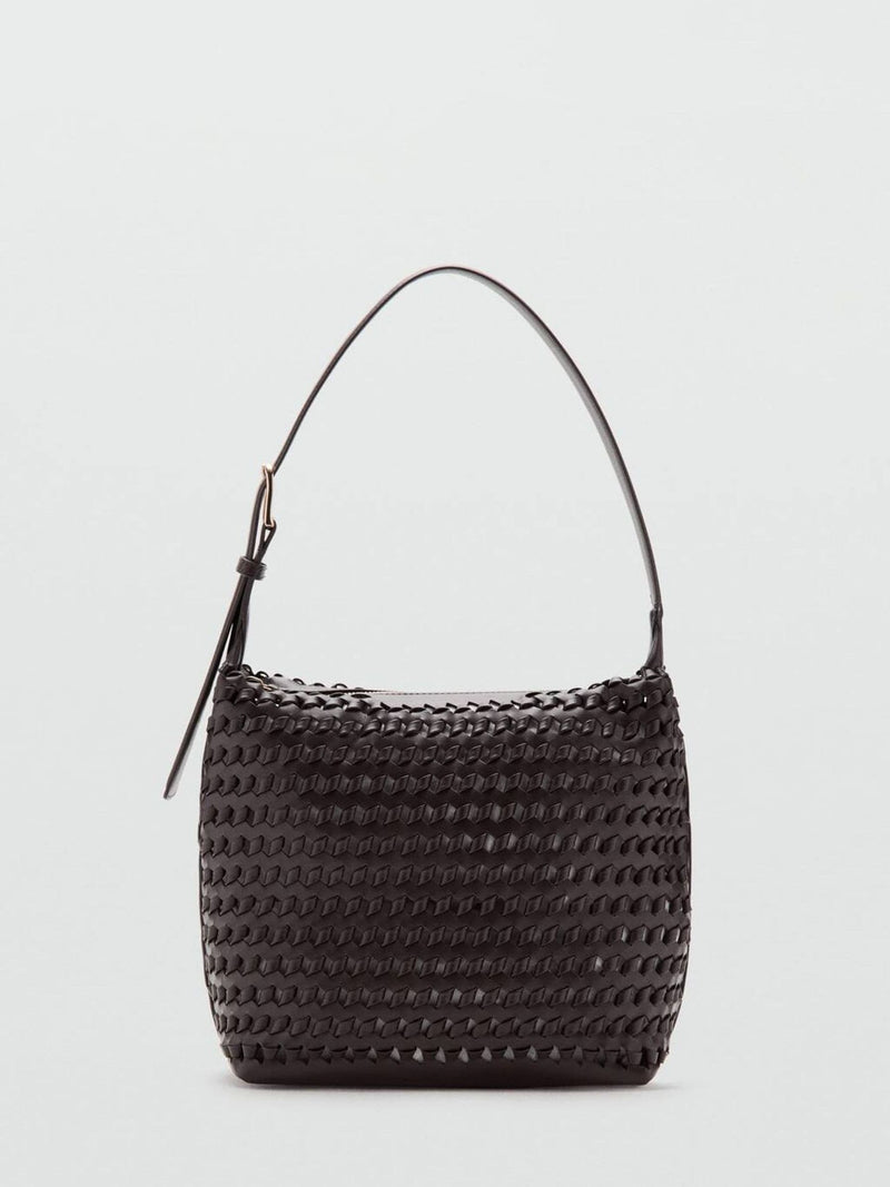 Mango open weave shoulder bag brown - British product