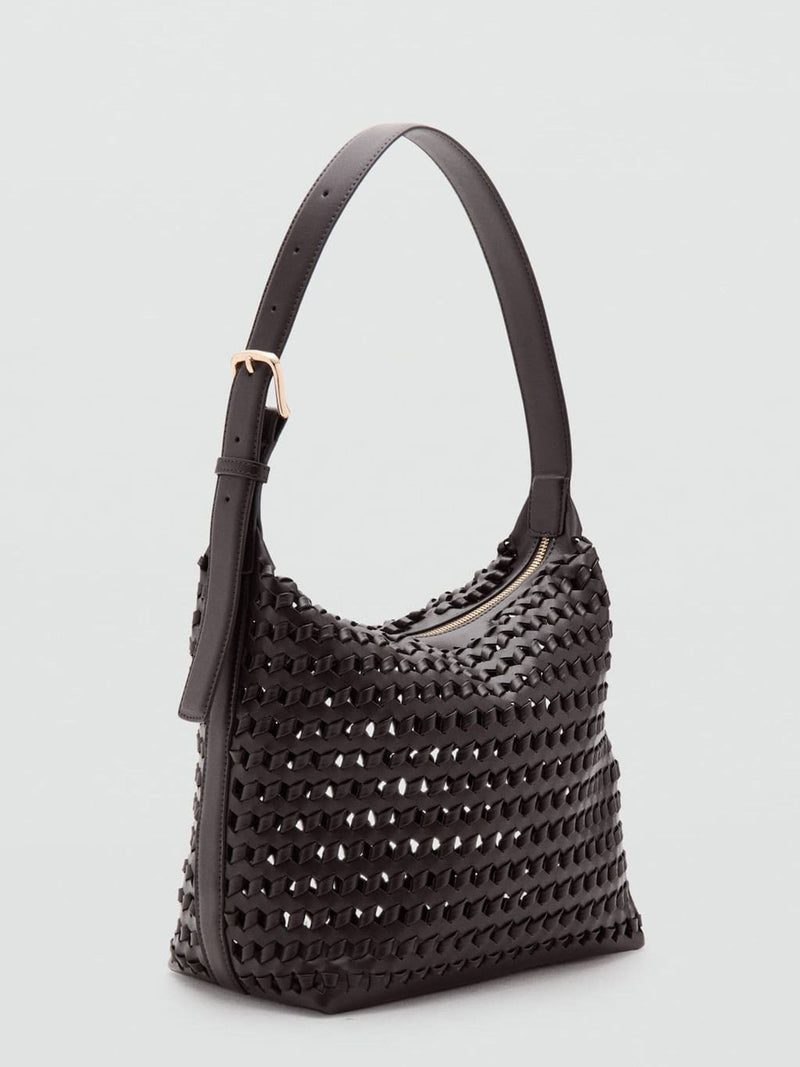 Mango open weave shoulder bag brown - British product
