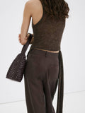 Mango open weave shoulder bag brown - British product