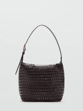 Mango open weave shoulder bag brown - British product