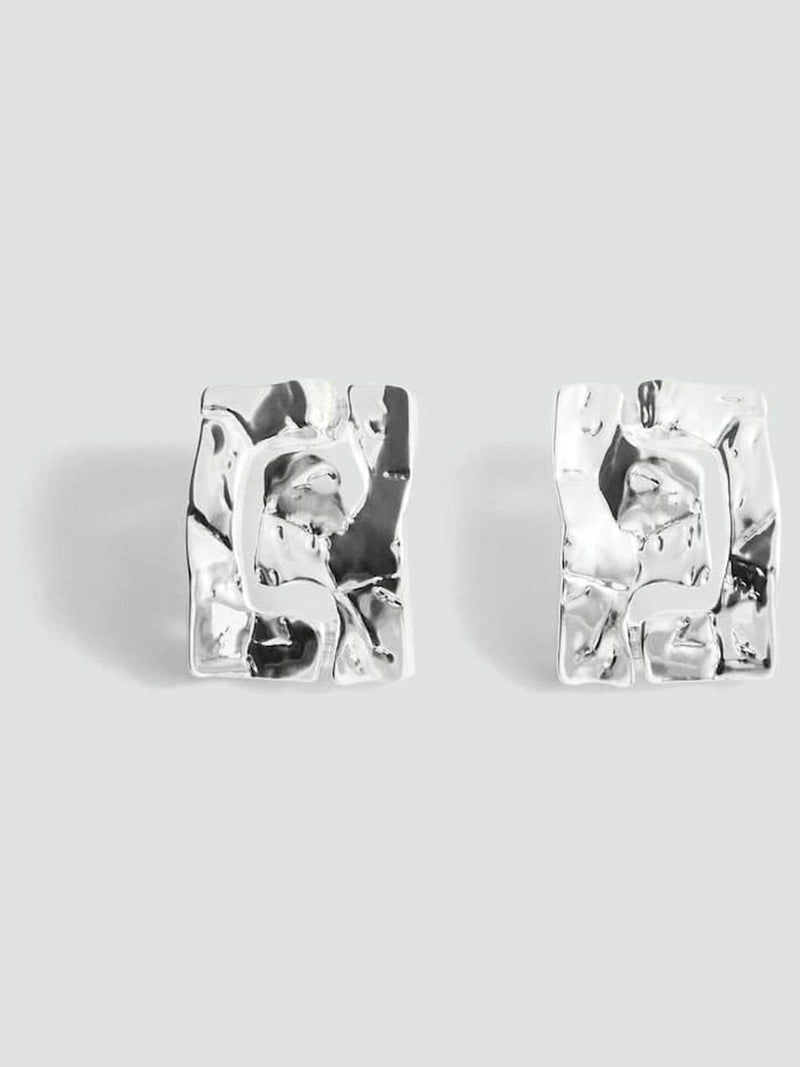 Mango silver tone detail earrings, irregular design, imported from the UK