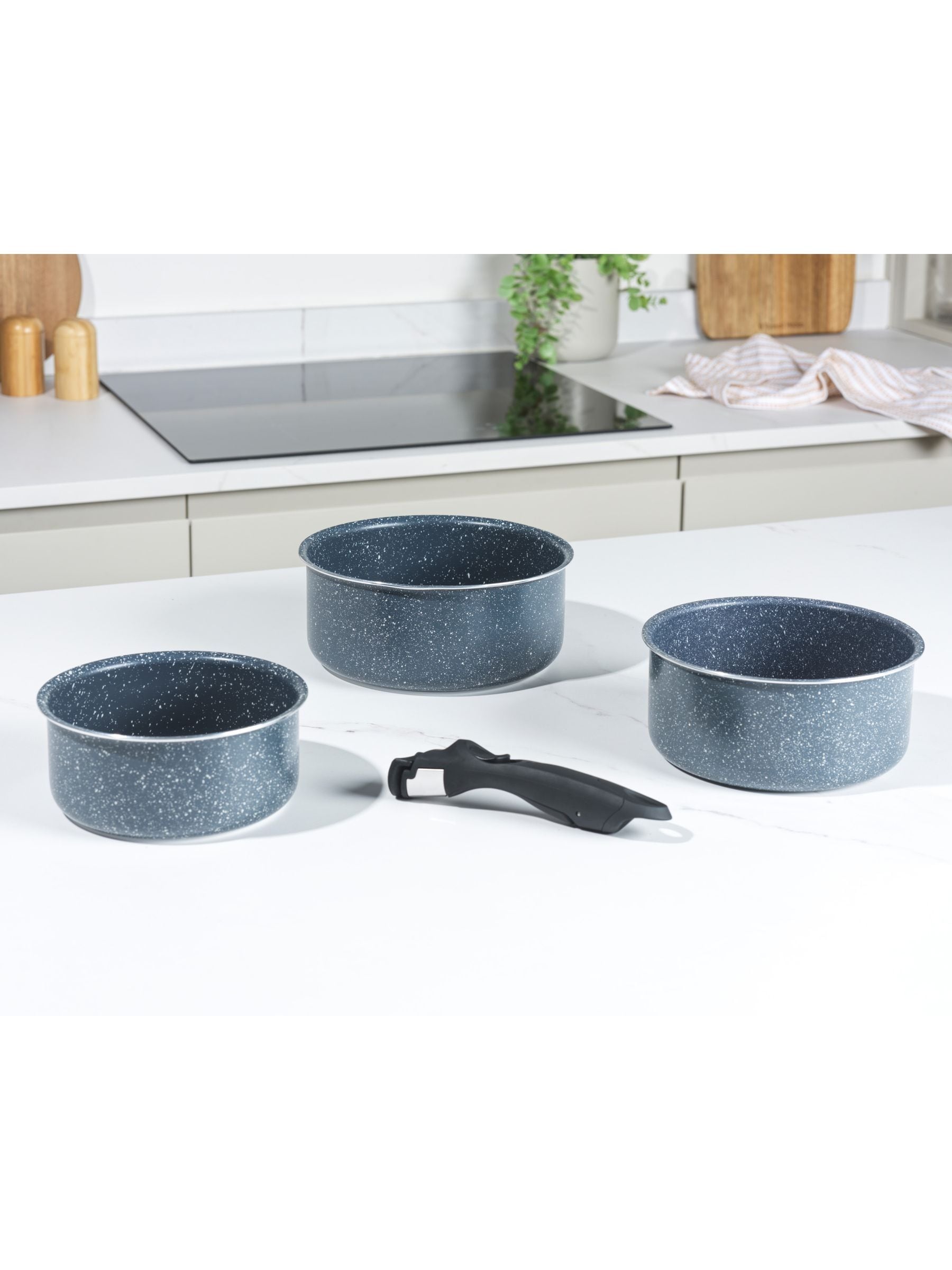 Russell Hobbs 4 piece blue stone saucepan set, UK version
