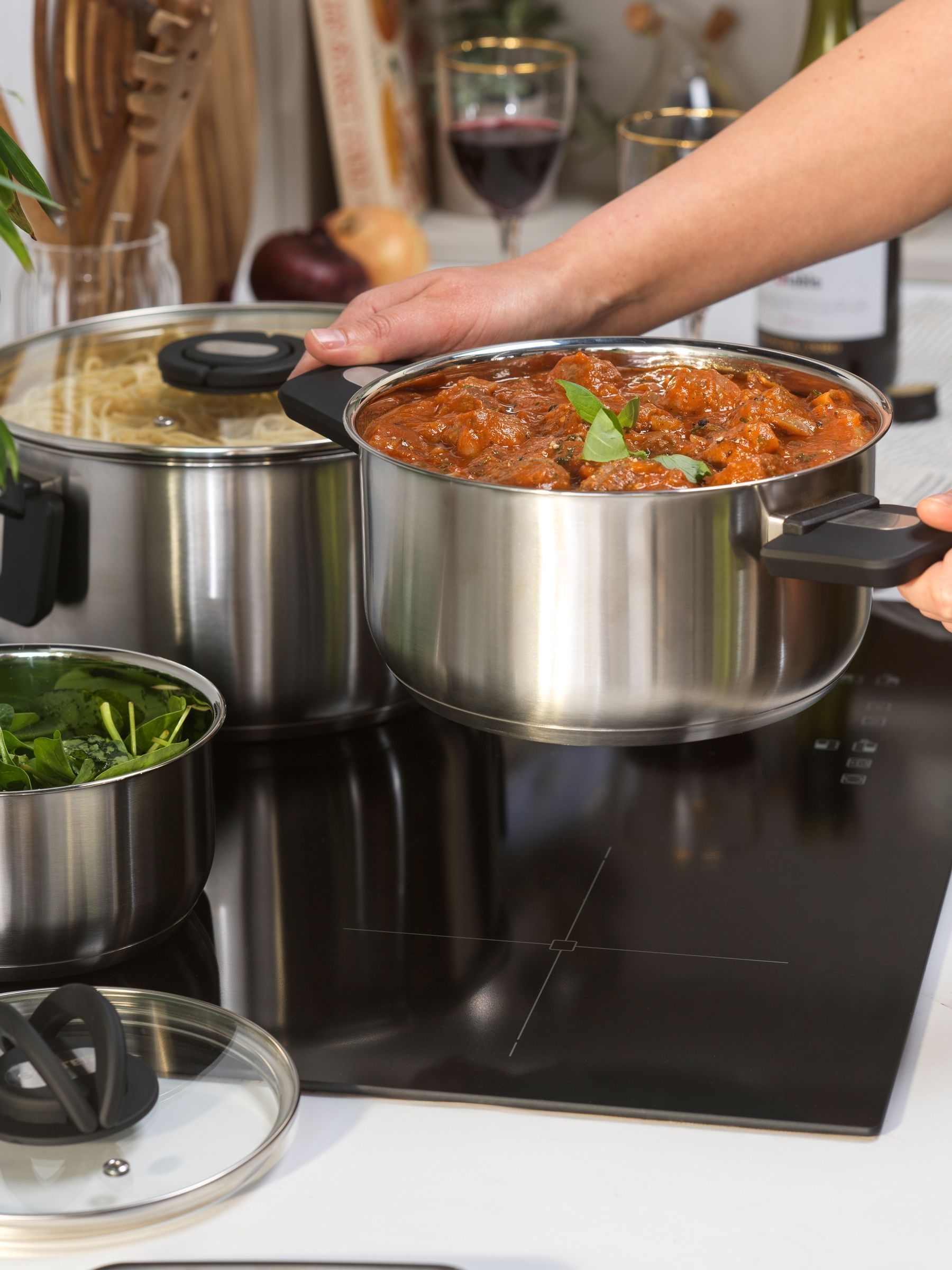 Salter 3 piece silver stockpot set (British brand)
