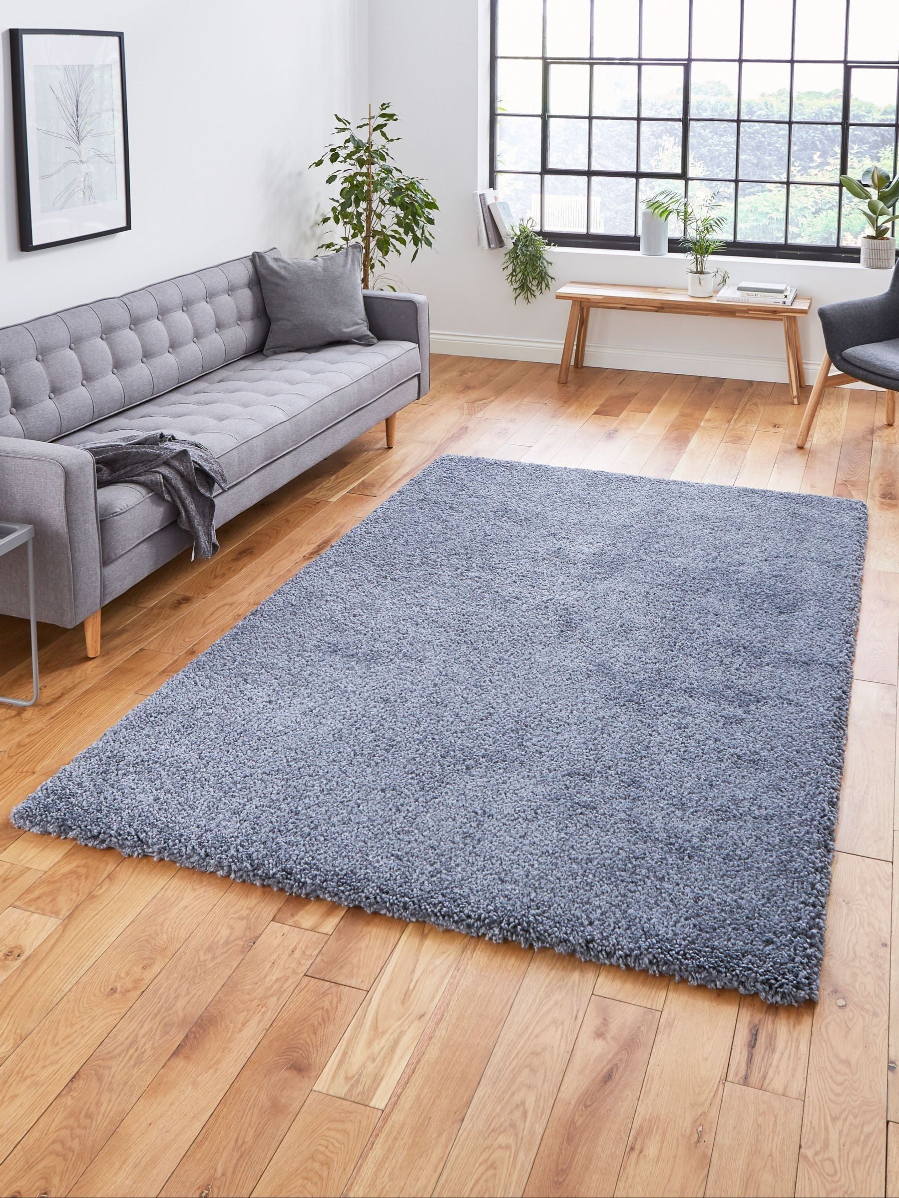 Think Rugs slate grey plain shaggy rug (British brand)