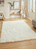 Think Rugs Ivory Polar Plush Plain Shaggy Rug