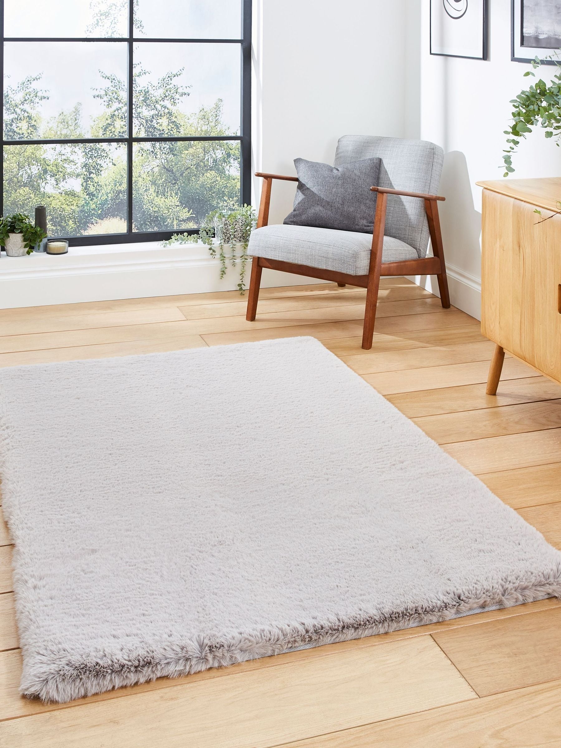 Think Rugs Silver Super Teddy Plain Shaggy Rug