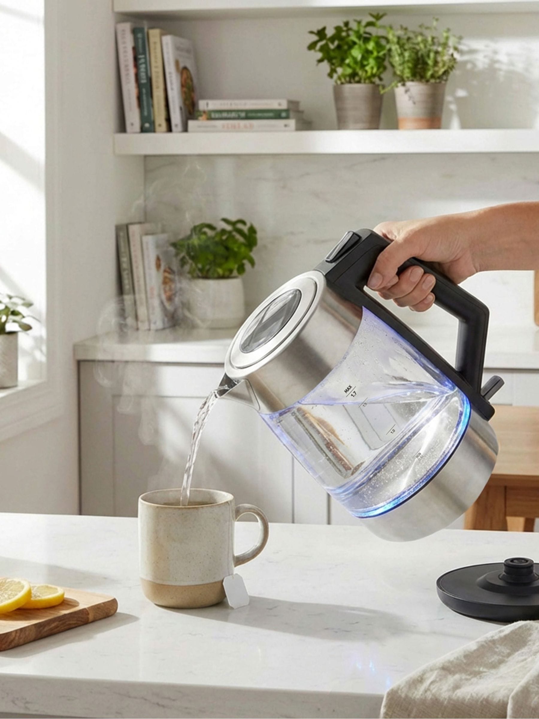 Salter black glass kettle 1.7L, UK version