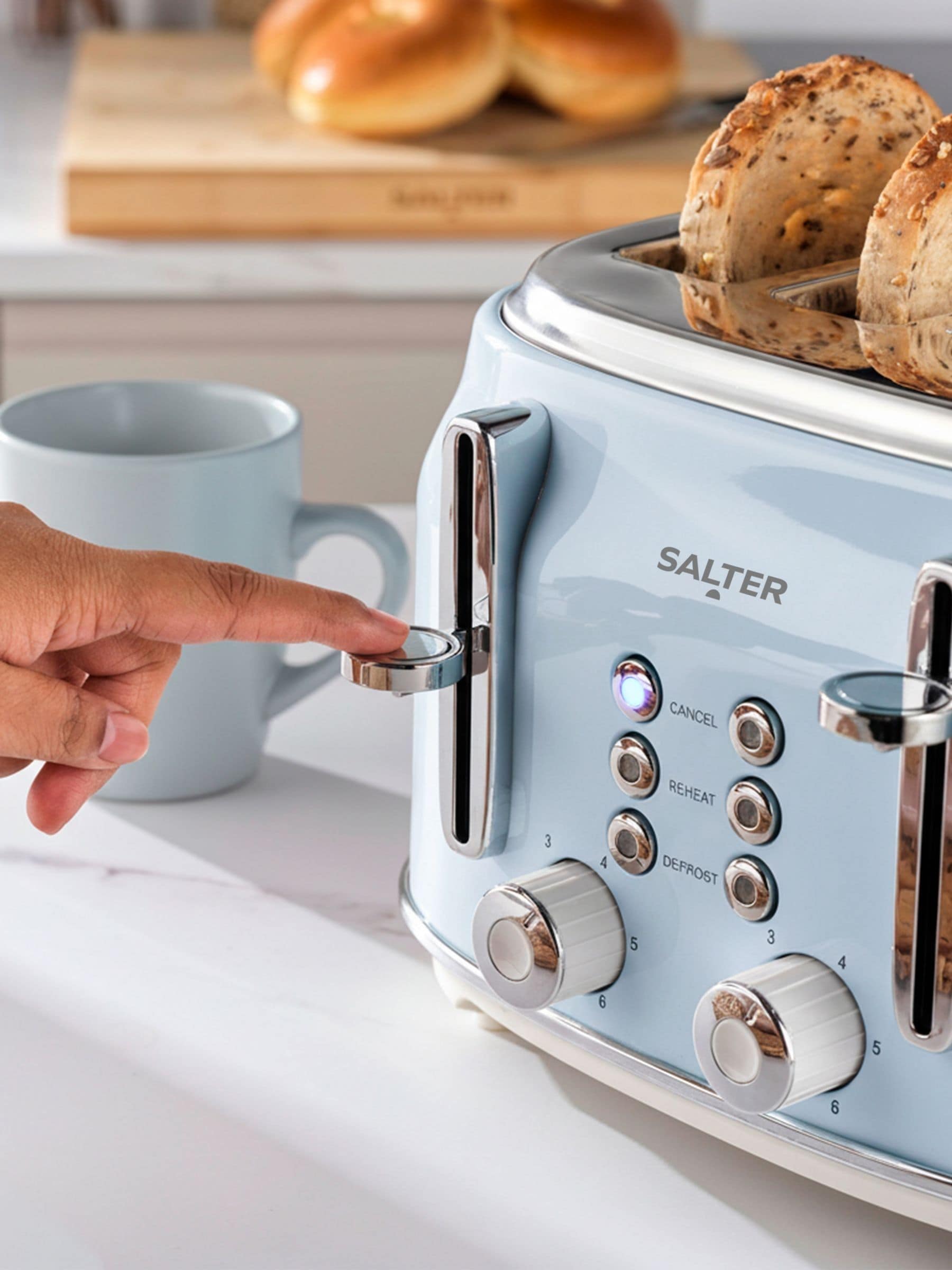 Salter blue retro 4-slice toaster with wide slots - British brand
