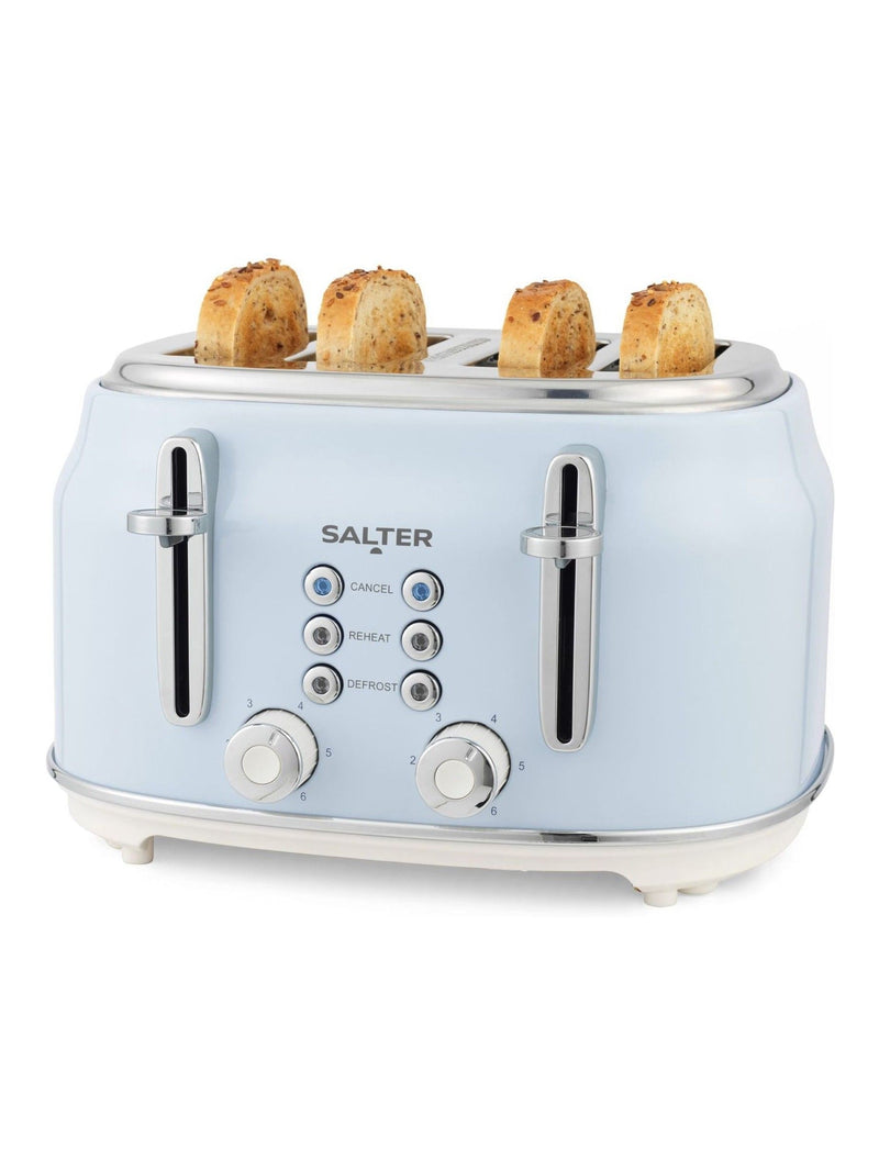 Salter blue retro 4-slice toaster with wide slots - British brand