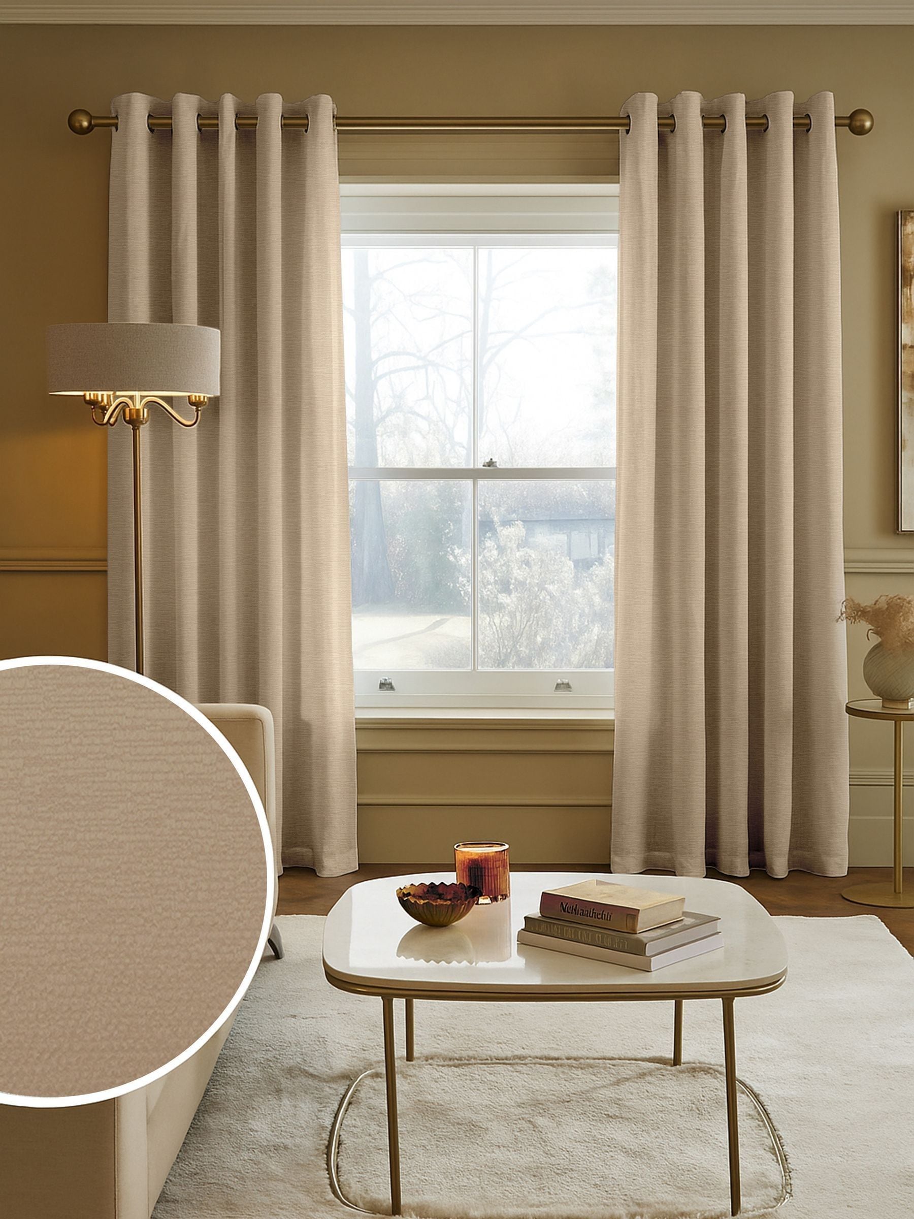 Natural Cashew Gleam made to measure curtains - British product