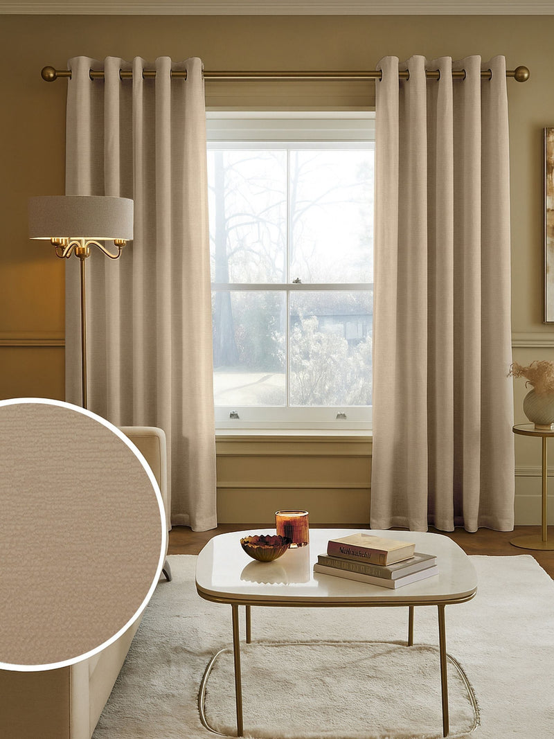 Natural Cashew Gleam made to measure curtains - British product