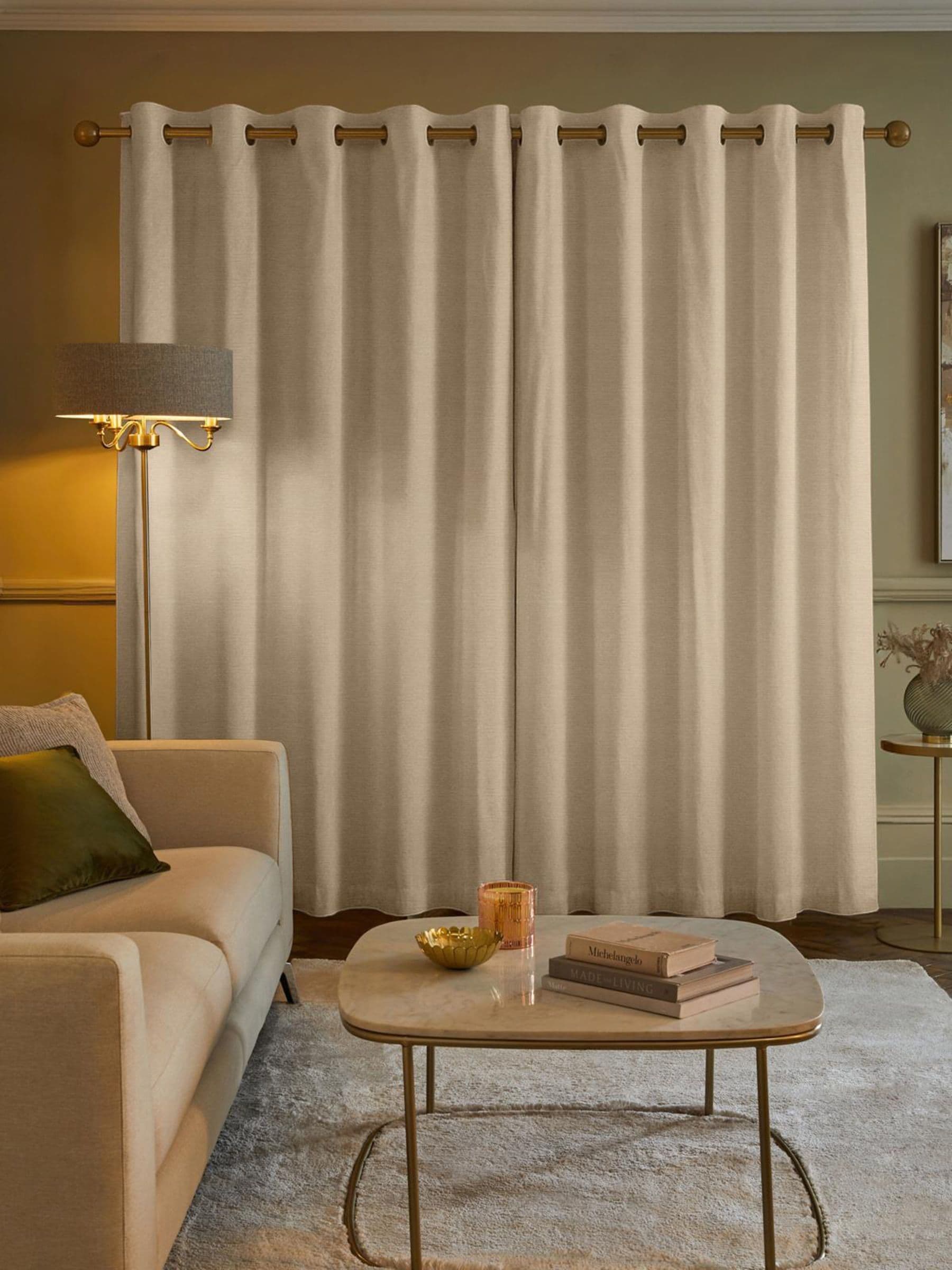 Natural Cashew Gleam made to measure curtains - British product