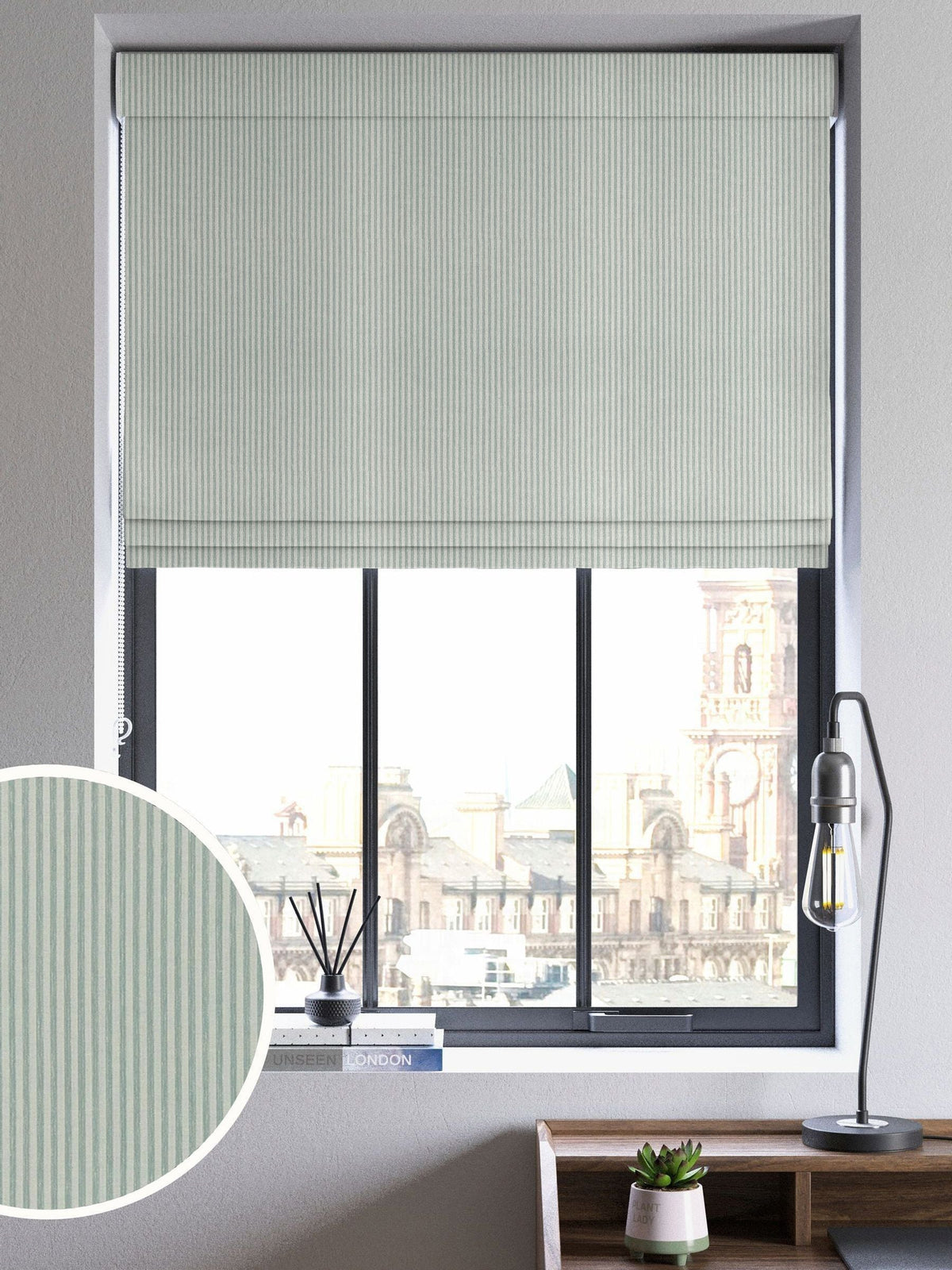 Bluebell roman blind striped jacquard made to measure (British brand)