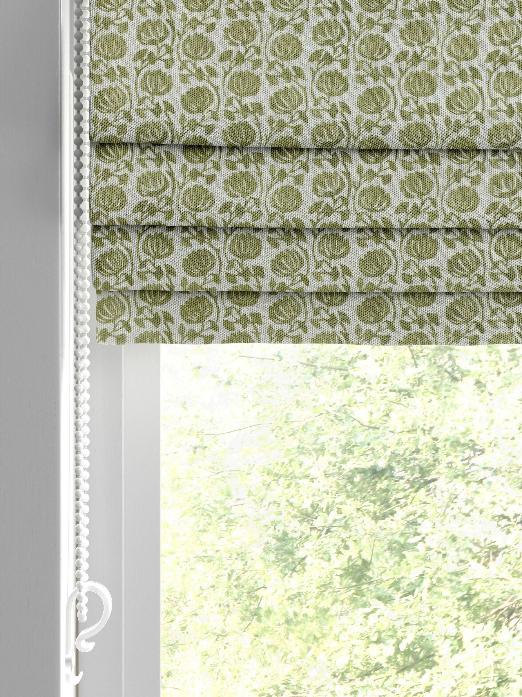 Roman blind Eliza olive green pattern - British product