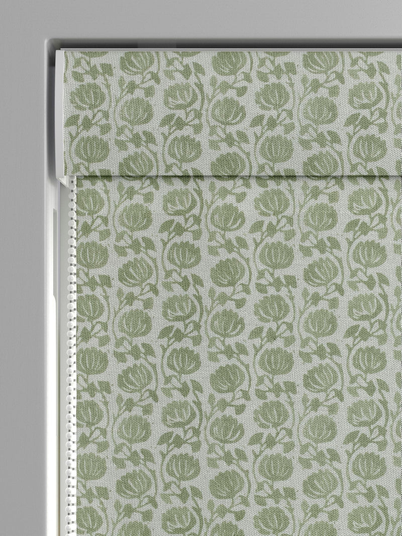 Eliza roman blind pistachio green floral print (British brand)