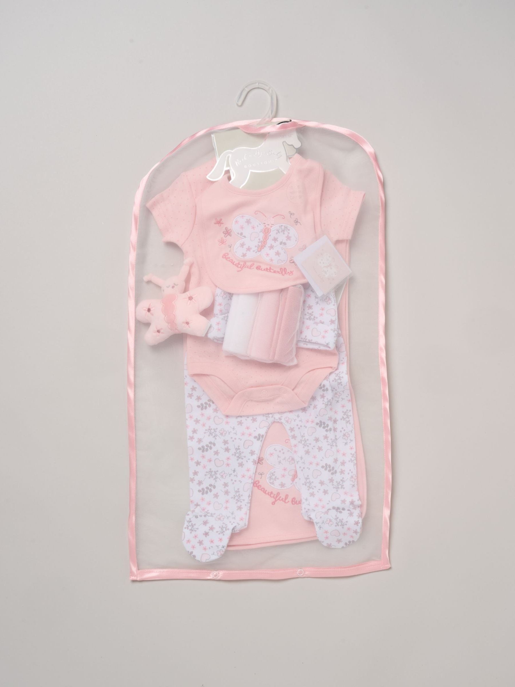 Rock-A-Bye Baby Boutique pink hanging gift set, imported from the UK