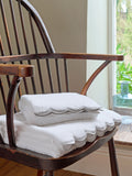 Christy Silver Scallop Edge Embroidered Cotton Towel