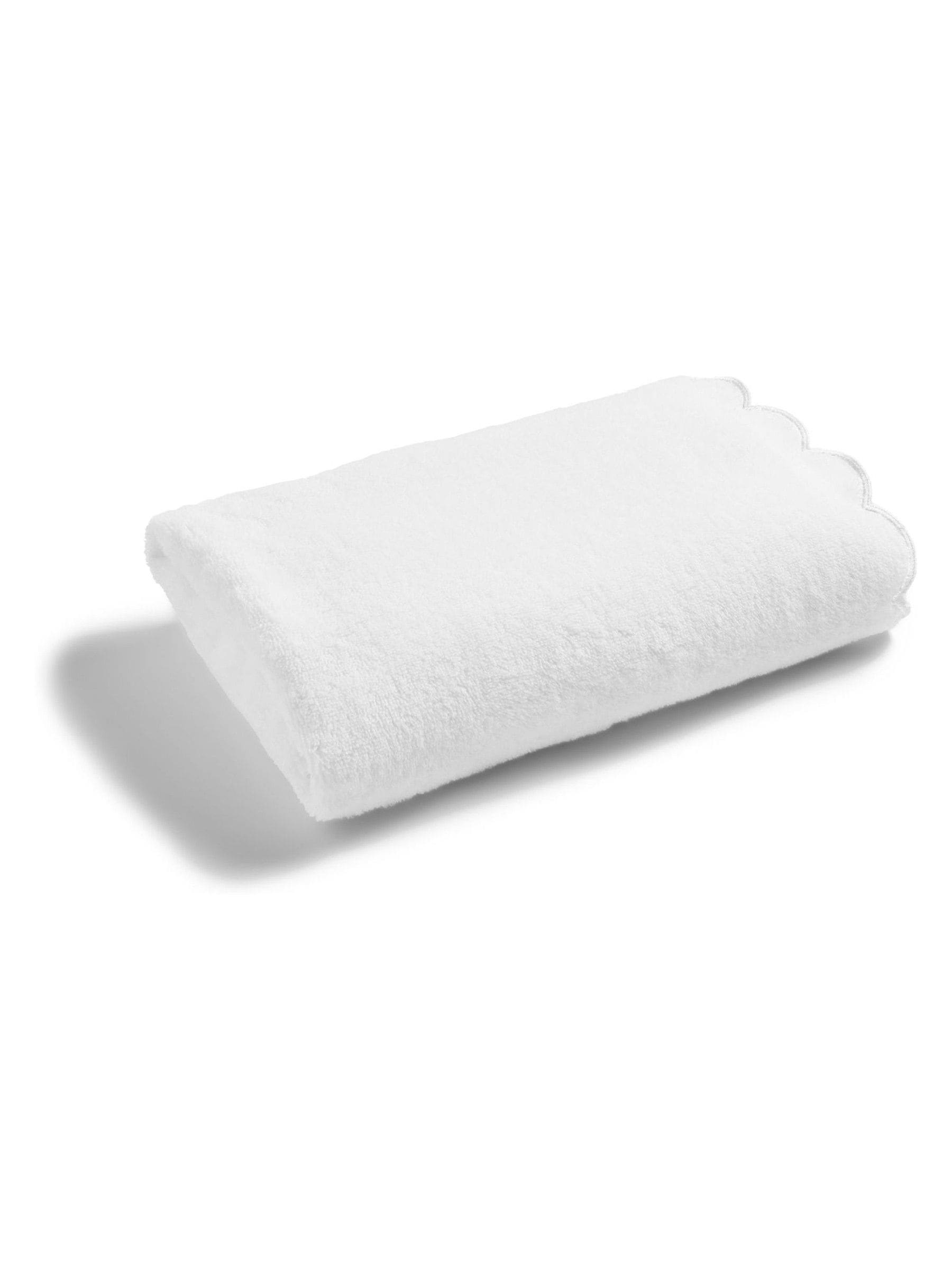 Christy white scallop edge towel, imported from the UK