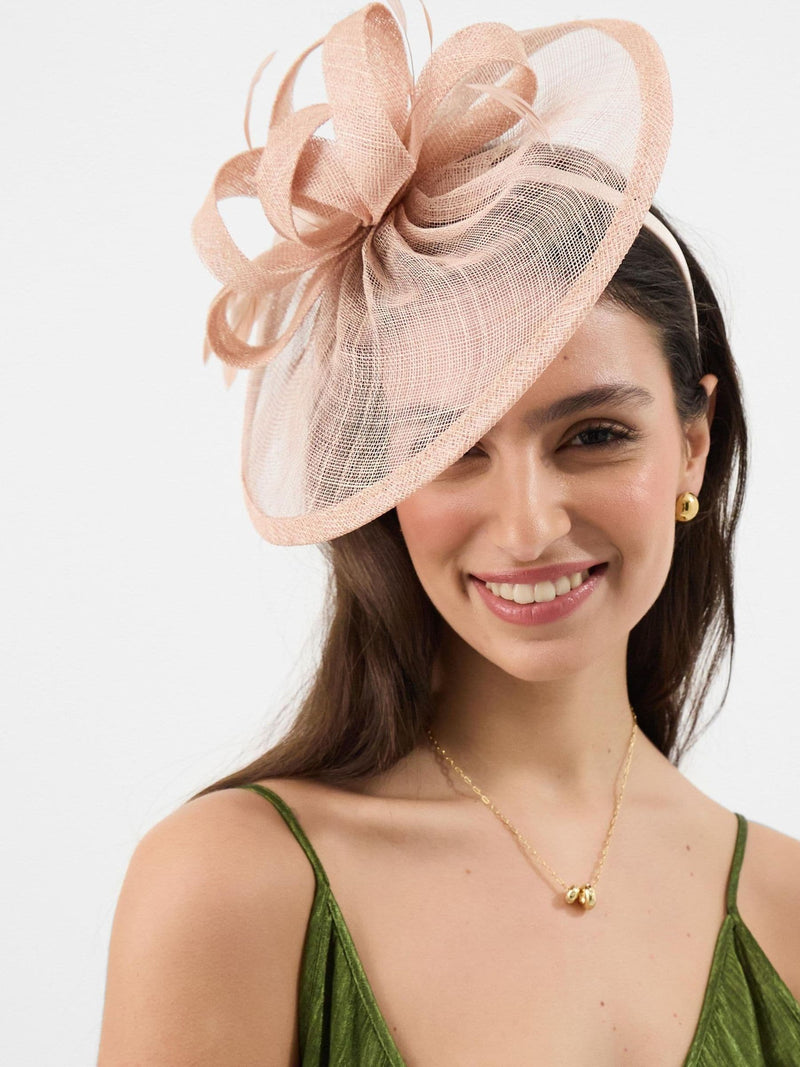 Accessorize pink bow feather disc fascinator, imported from the UK