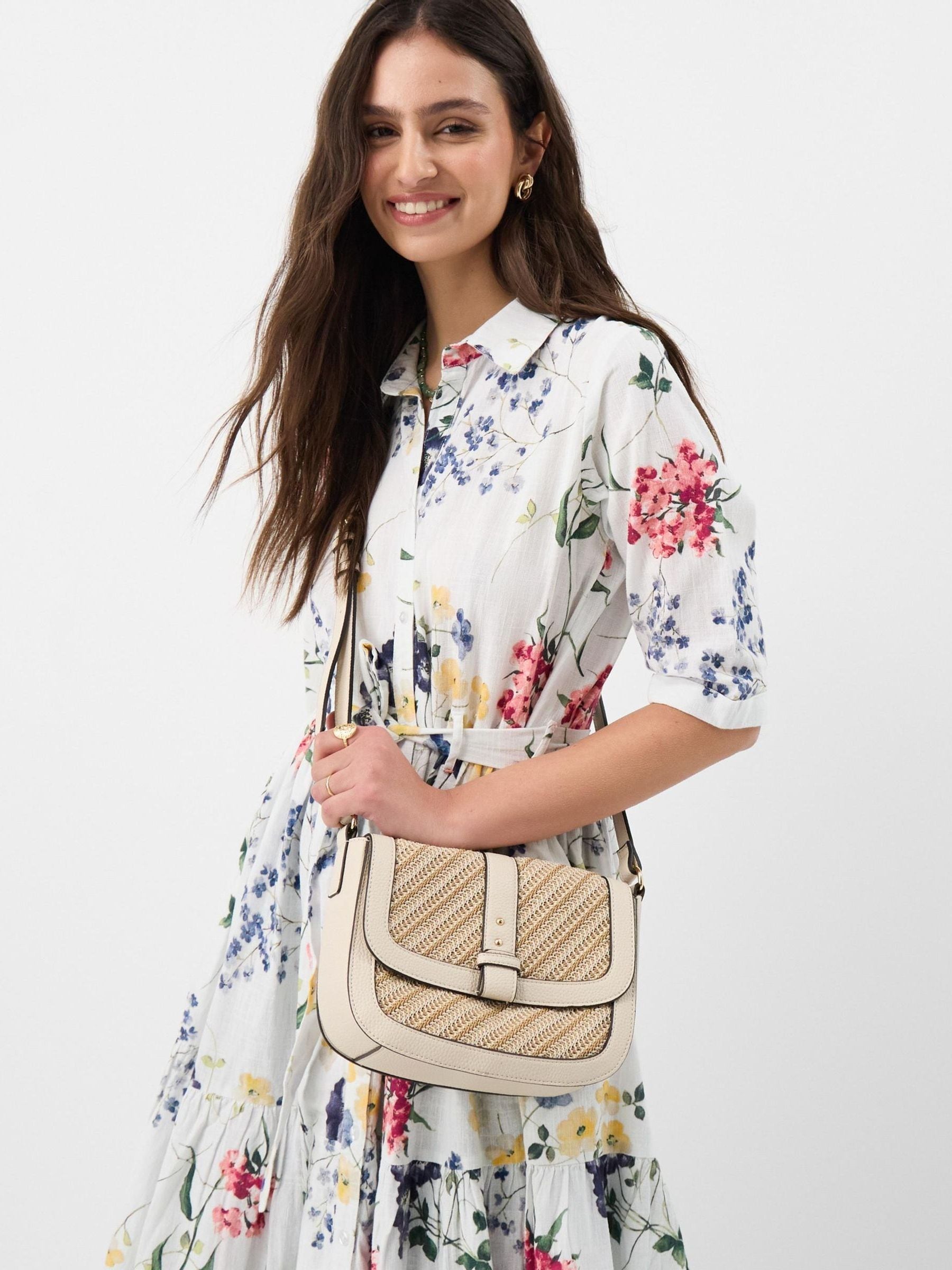 Accessorize cream woven crossbody bag 17cm x 22cm - British product