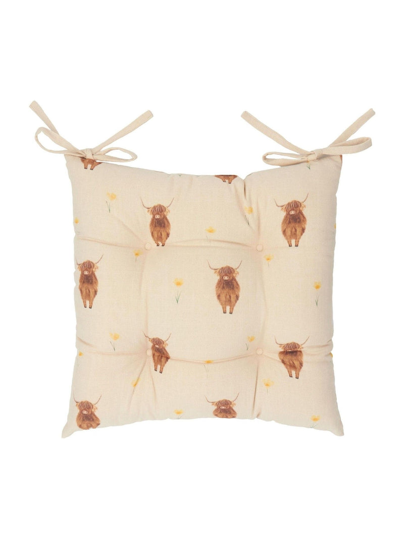 Wylder 2 pack natural Highland cow seat pads 40x40cm, UK version