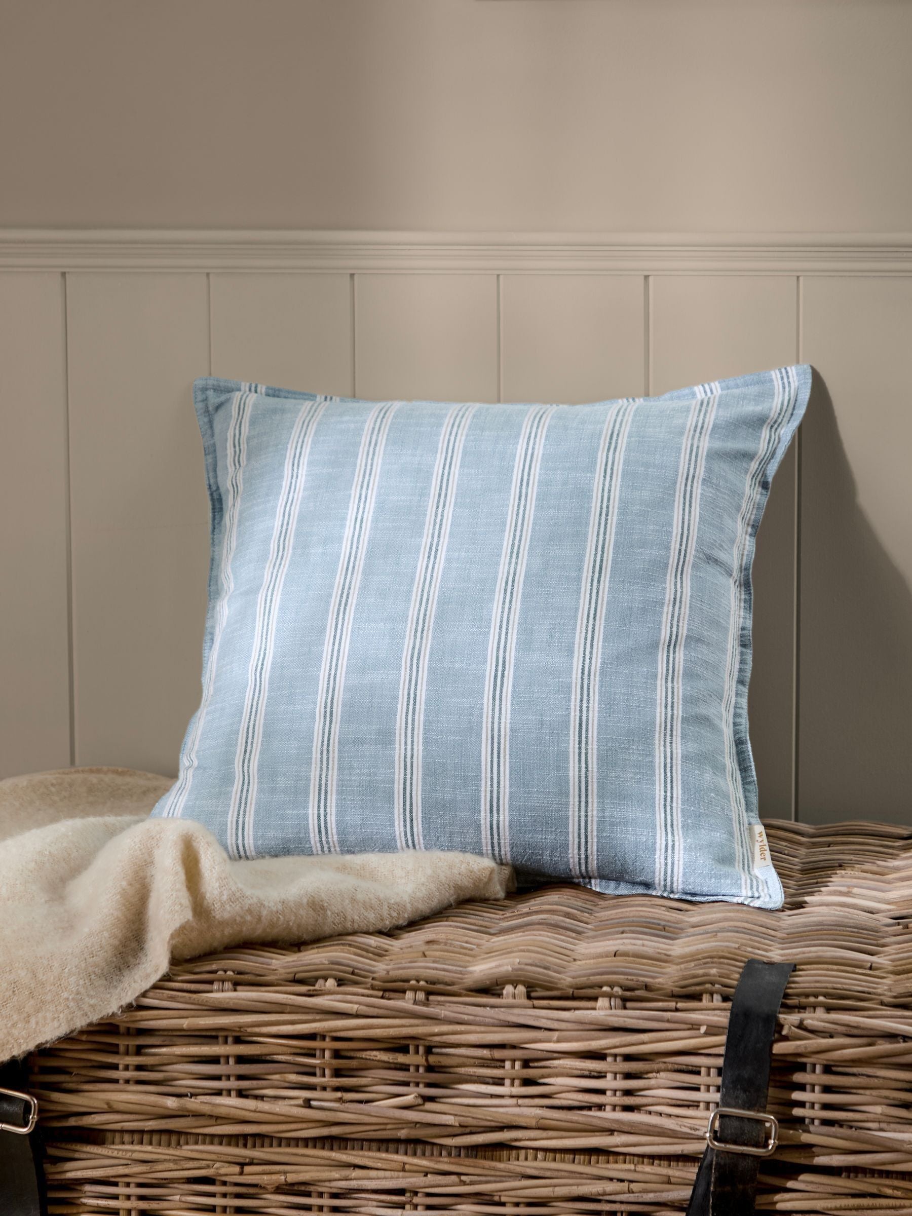Wylder Sail Abersoch Stripe cotton cushion 50x50, UK version