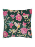 Wylder teal green aviary cotton velvet cushion 50x50, UK version
