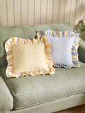 Wylder cotton slub cushion with ruffle trim 45x45cm (British brand)