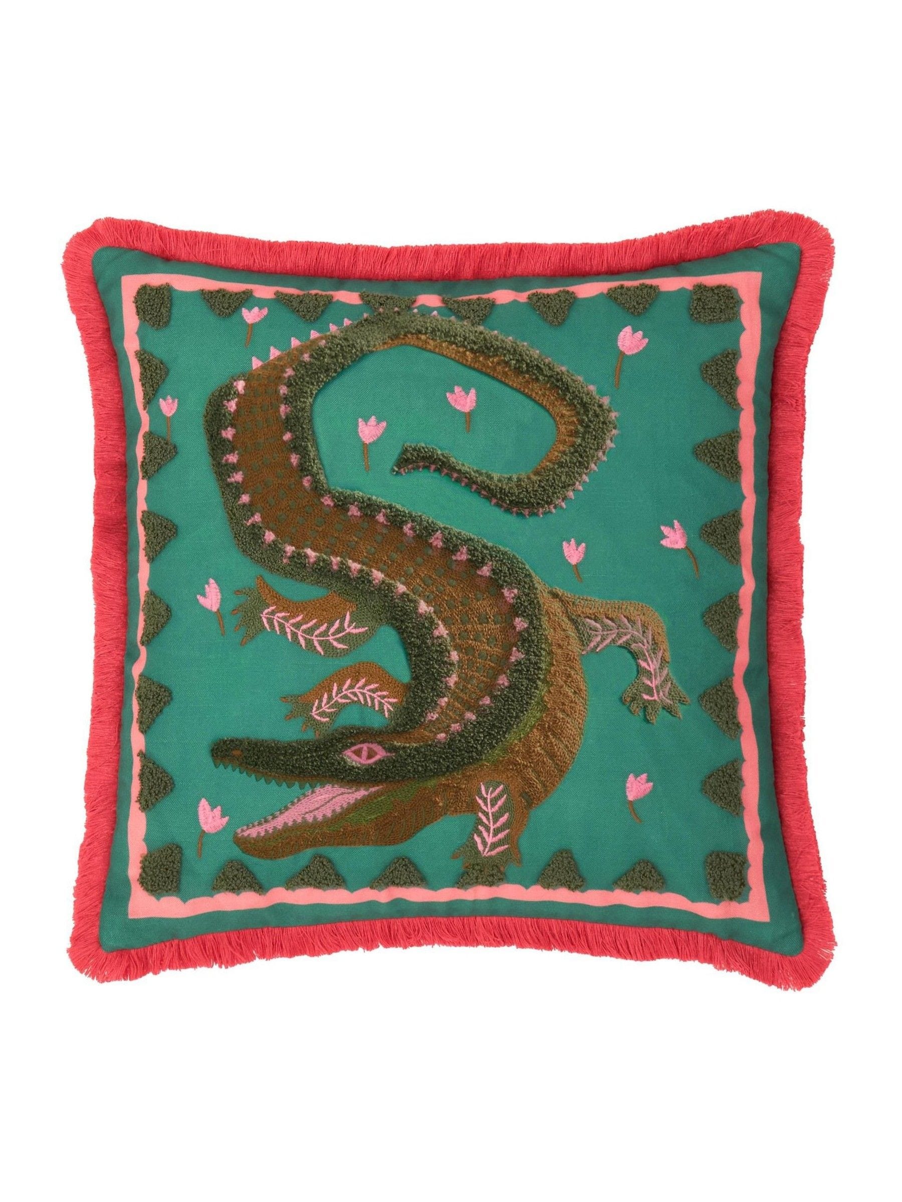 Furn teal croc cushion 45x45 cm, imported from the UK