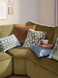 Furn Green Metro Diamond velvet feather filled cushion 30x50, UK version
