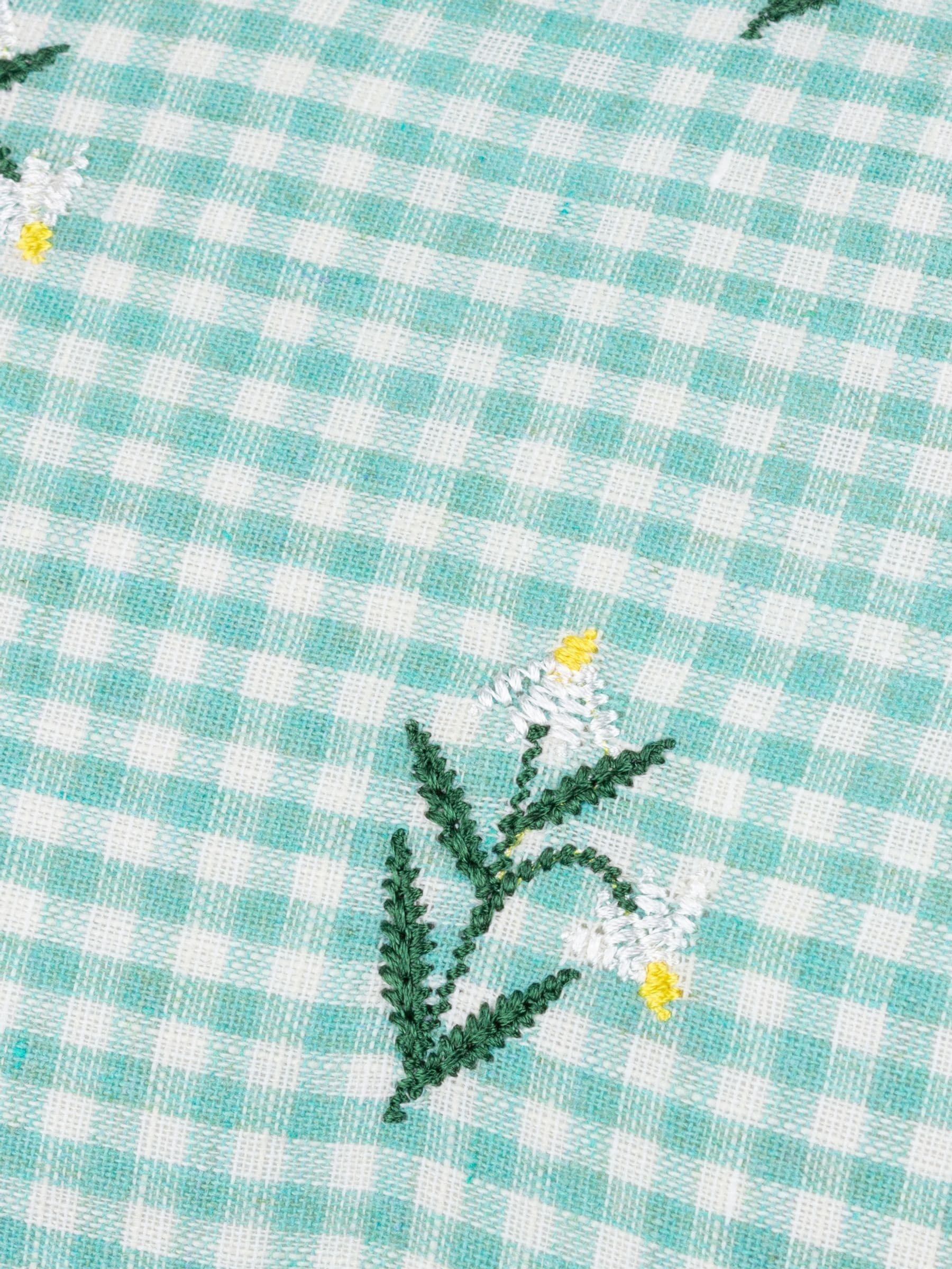 Furn Green Les Petite Fleurs cushion gingham ruffle 30x50cm (British brand)