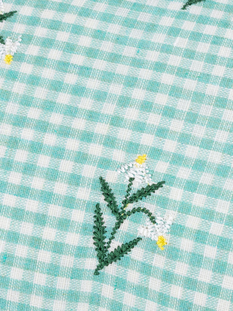 Furn Green Les Petite Fleurs cushion gingham ruffle 30x50cm (British brand)