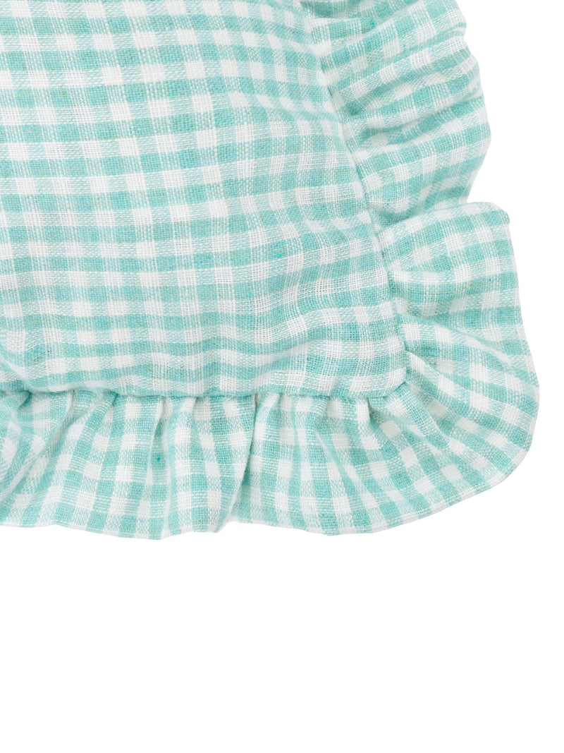 Furn Green Les Petite Fleurs cushion gingham ruffle 30x50cm (British brand)