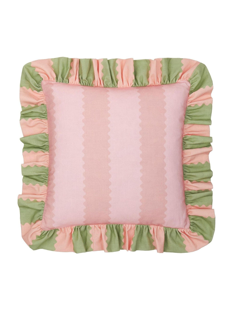 Wylder Birdie Stripe ruffle cushion 45x45cm - British product