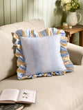 Wylder Birdie Stripe Pink/Green Ruffle Feather Filled Cushion 45x45cm