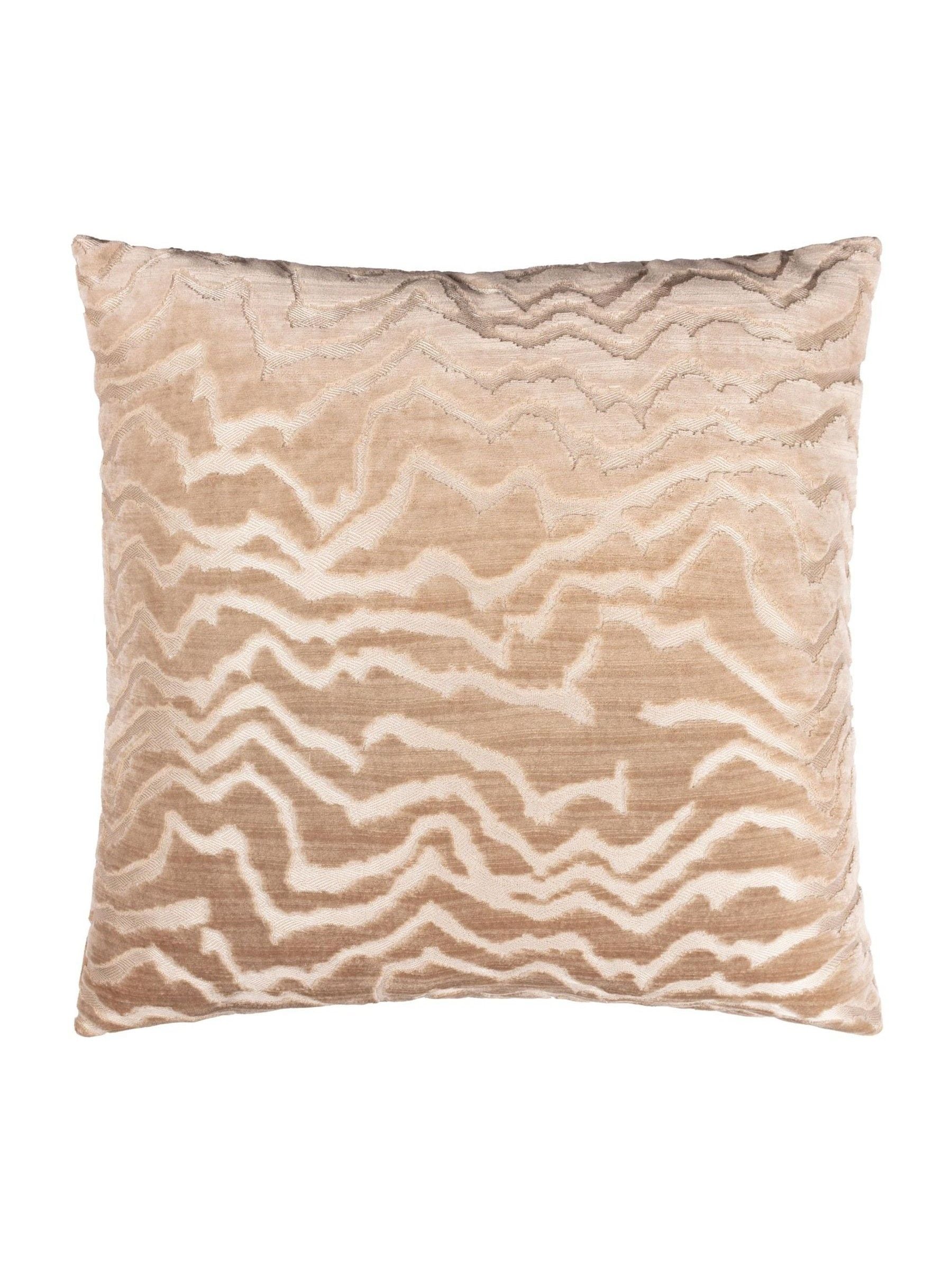 Paoletti taupe Tierra cut velvet cushion 50x50cm, imported from the UK