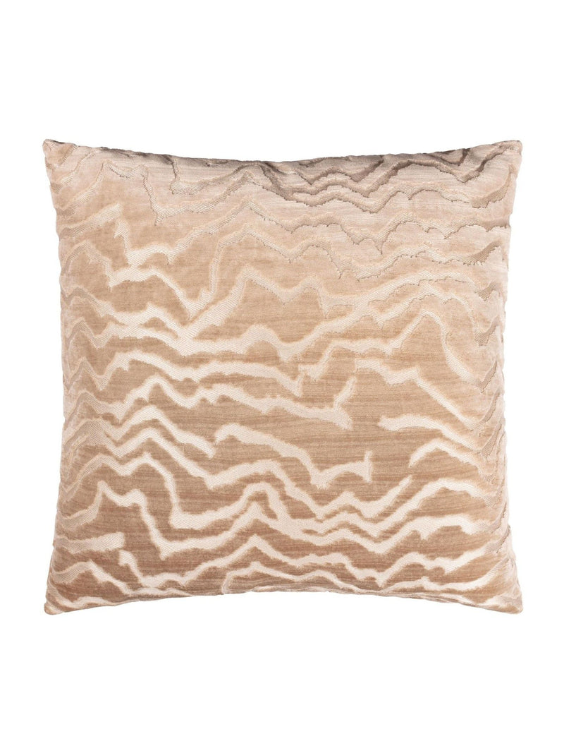 Paoletti taupe Tierra cut velvet cushion 50x50cm, imported from the UK