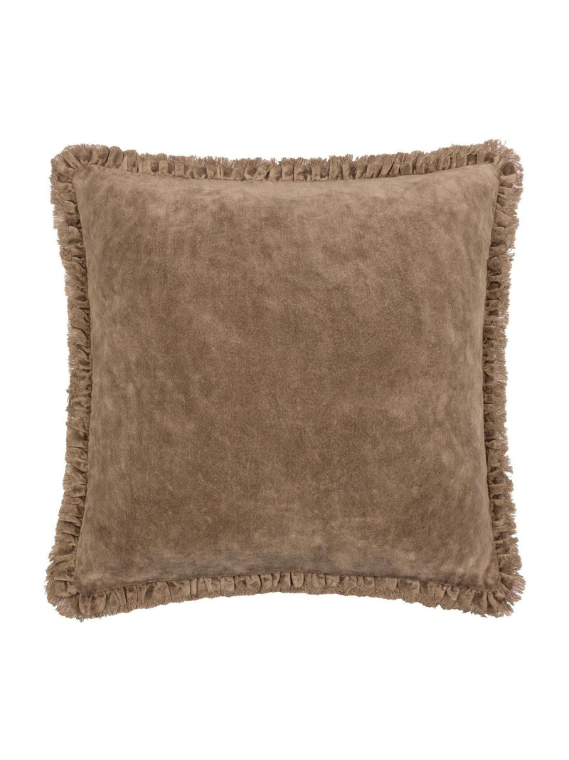 Yard chocolate cotton velvet cushion 45x45, imported from the UK