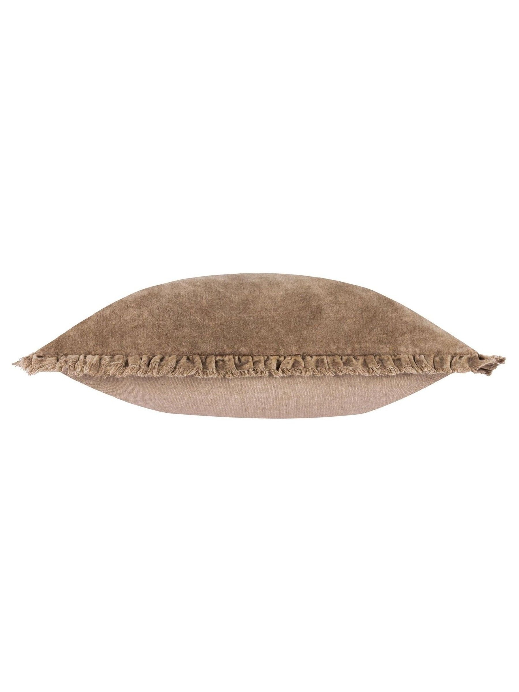 Yard chocolate cotton velvet cushion 45x45, imported from the UK