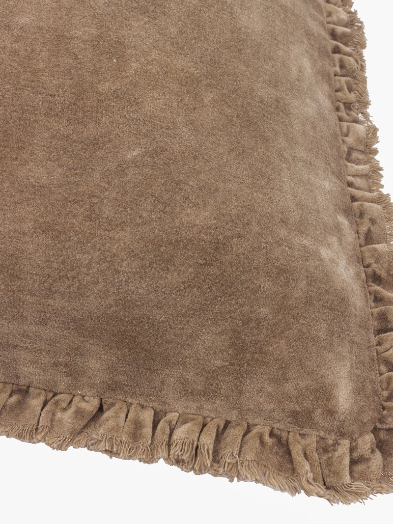 Yard chocolate cotton velvet cushion 45x45, imported from the UK
