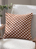 HÖEM Larro Smoke Green Chenille Checkerboard Feather Filled Cushion 45x45