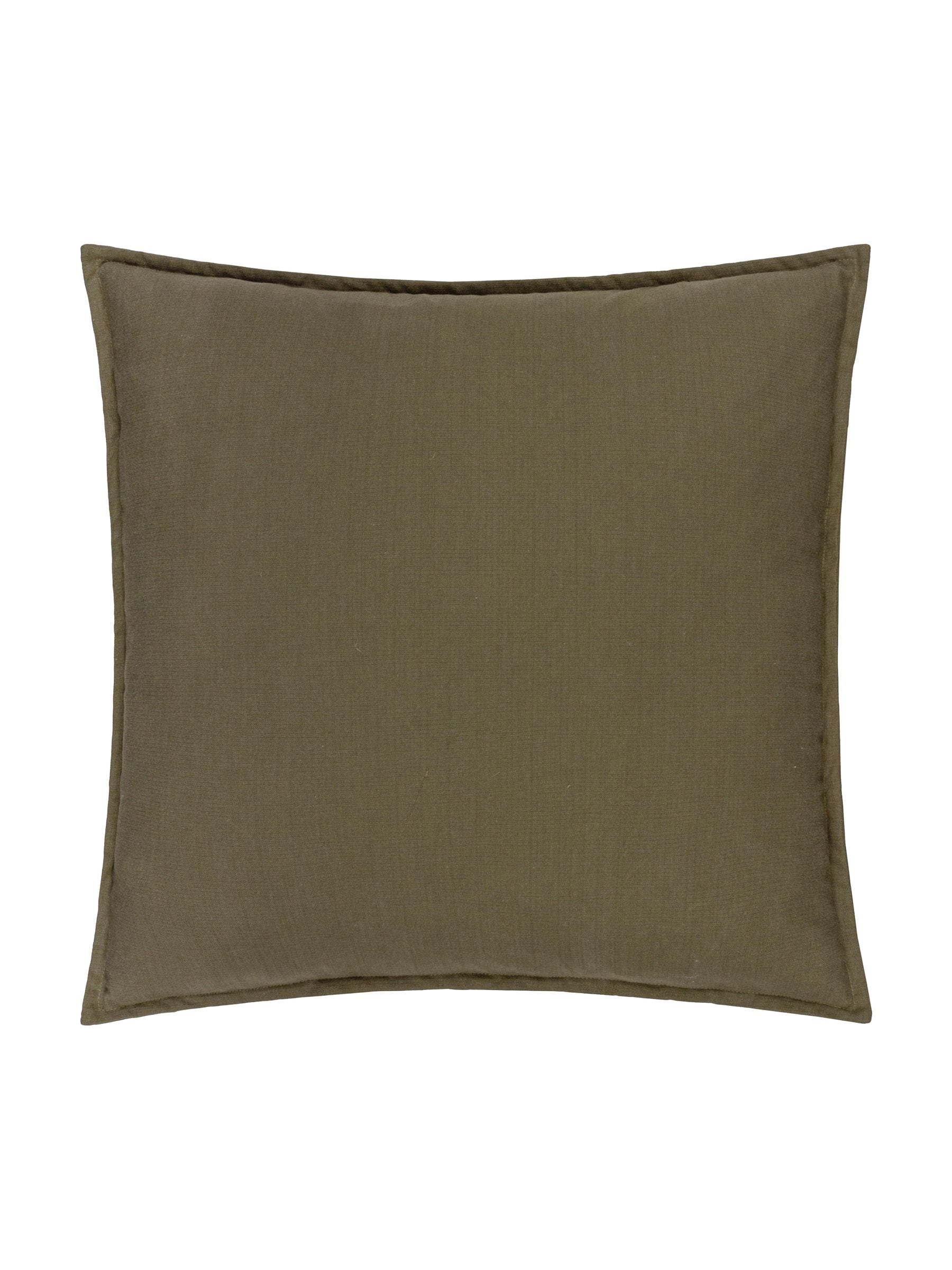 Yard Lichen slub cotton feather filled cushion 50x50cm, British brand