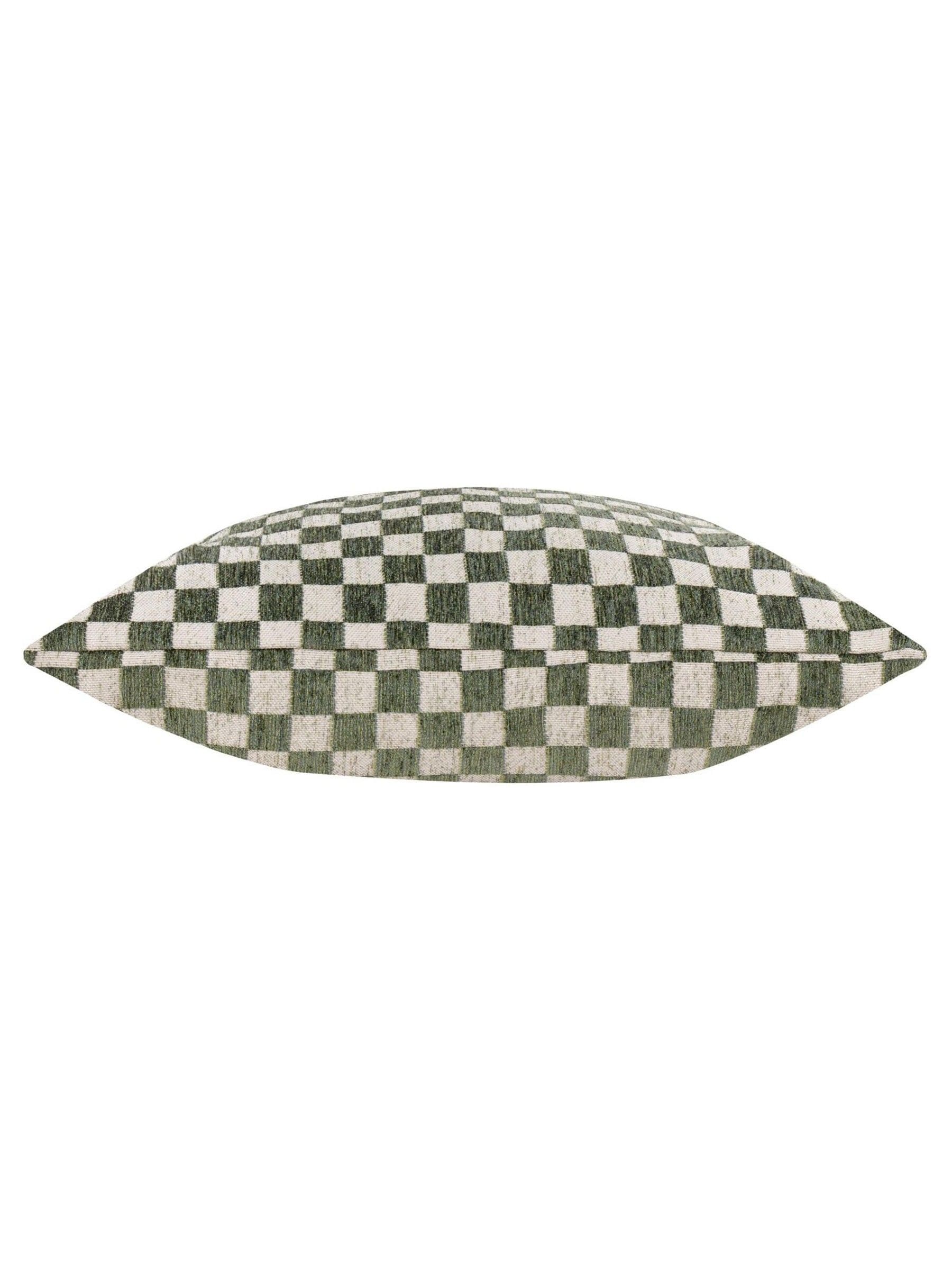 HÖEM smoke green chenille checkerboard cushion 45x45 (British brand)