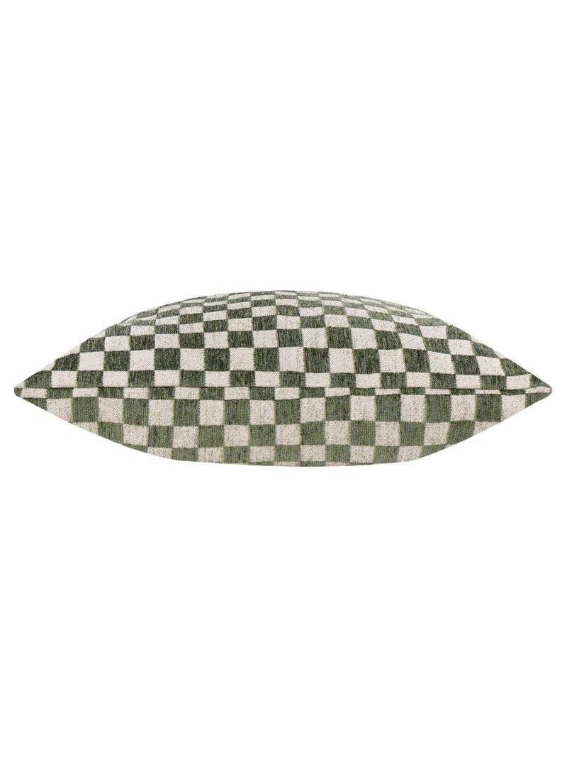 HÖEM smoke green chenille checkerboard cushion 45x45 (British brand)